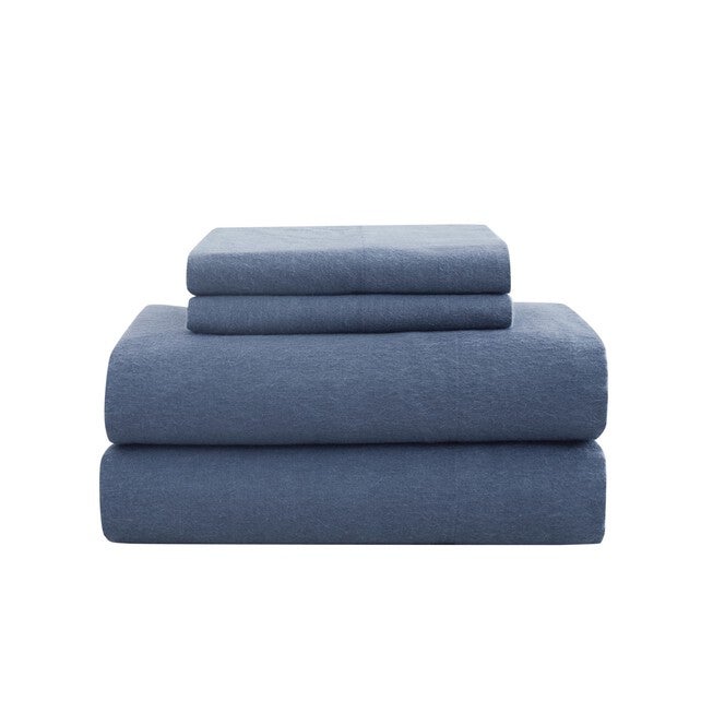 Solid Flannel Sheet Set, BLUE, hi-res image number null