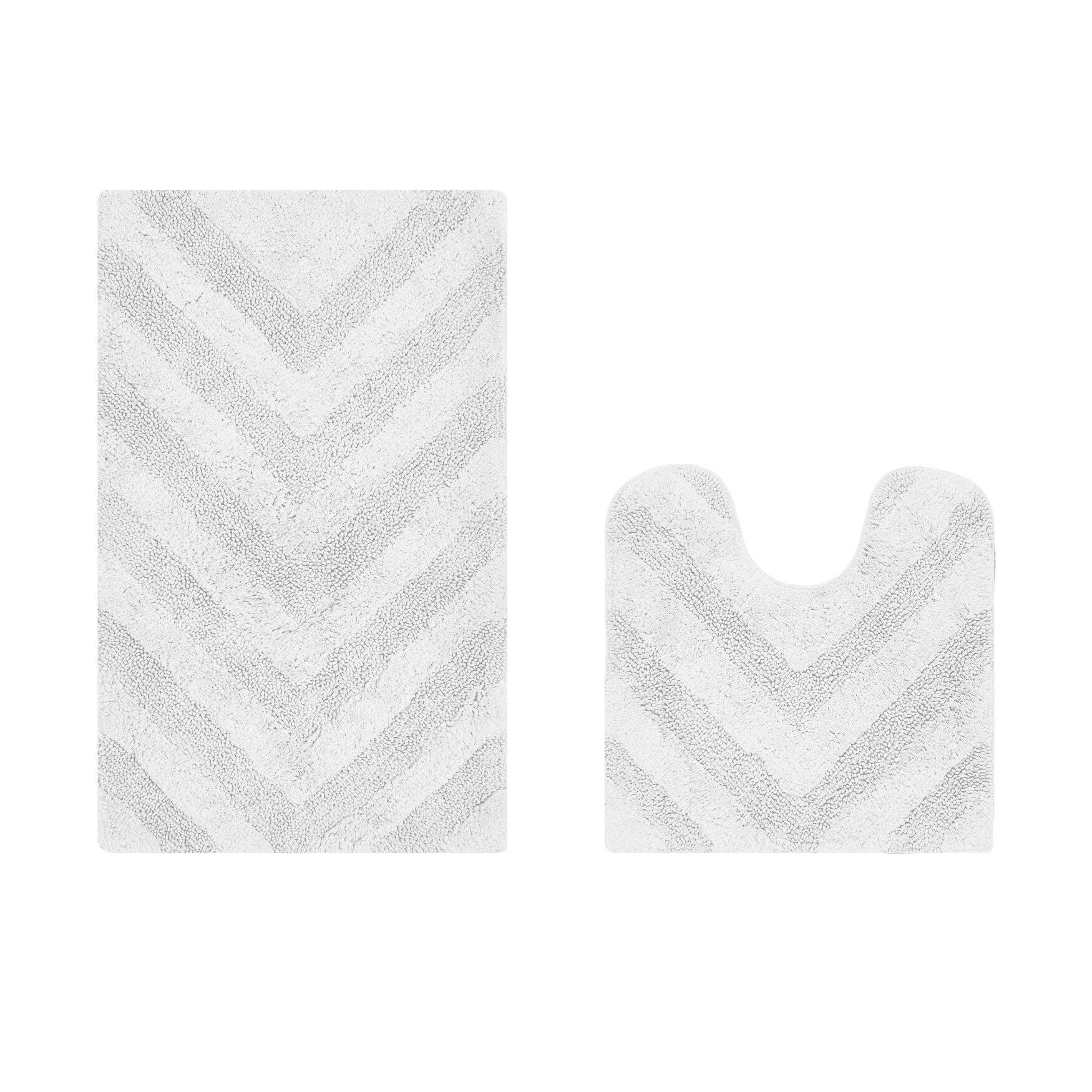 Hugo Collection 100% Cotton 2 Piece (20 inches X 20 inches | 21 inches X 34 inches) Bath Rug Set, WHITE, hi-res image number 0