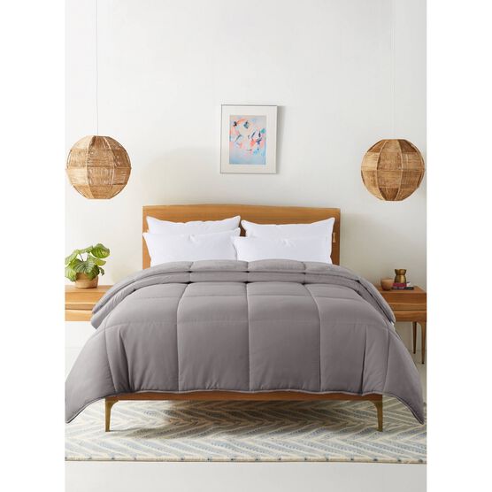 Cozy Down Alternative Reversible Comforter, Grey, , alternate image number null