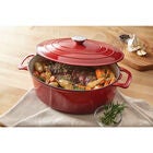 6-Lt. Cast Iron Enameled Oval Casserole, RED, hi-res image number null