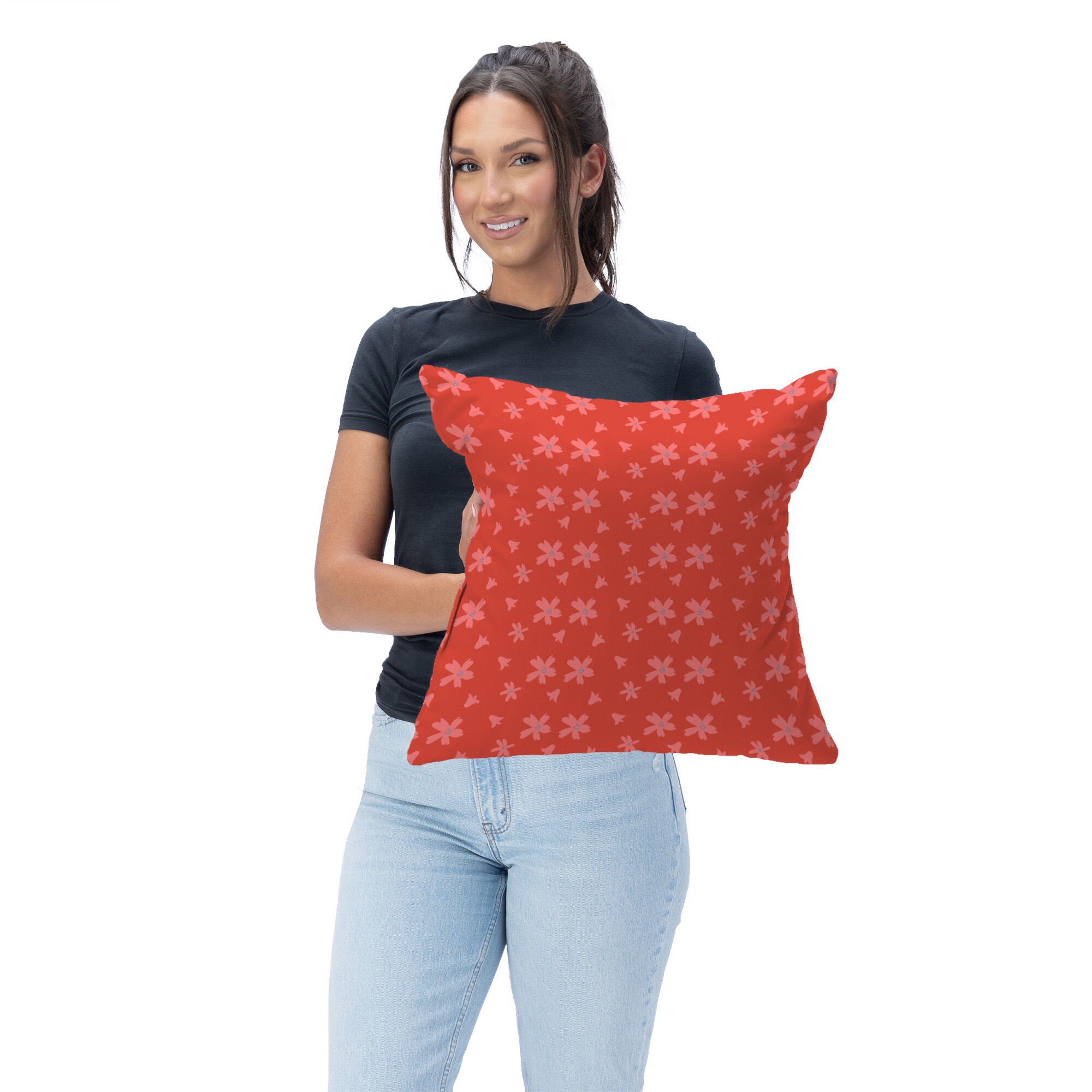 Valentine's Day Flowers Throw Pillow 18X18 Inches, FLOWERSTHROW, on-hover image number 1
