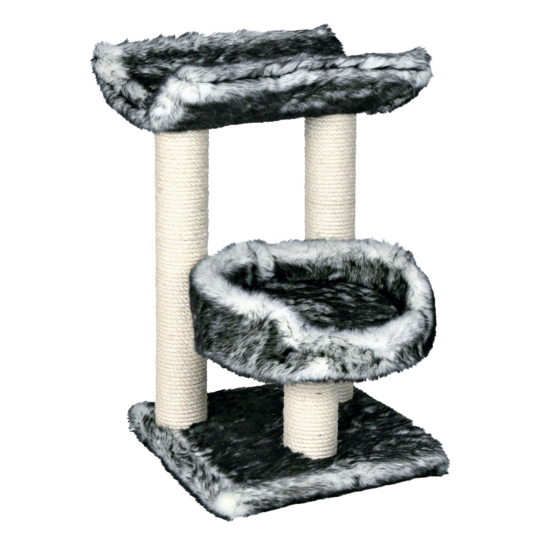 Isaba Scratching Post with Two Platforms, BLACK WHITE, hi-res image number 0