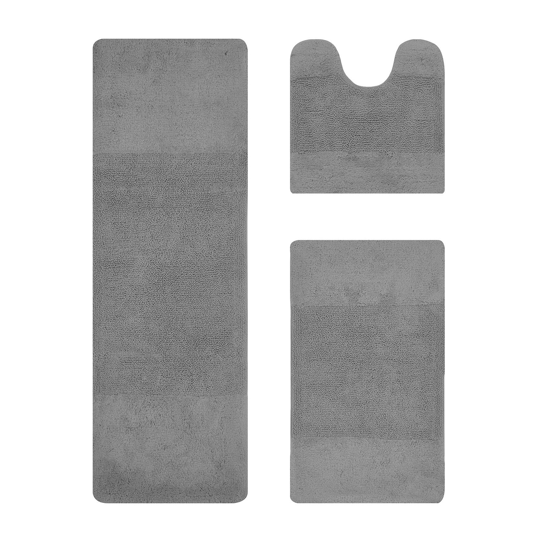Granada Collection 100% Cotton 3 Piece (20 inches X 20 inches | 21 inches X 34 inches | 20 inches X 60 inches) Bath Rug Set, GRAY, hi-res image number 0