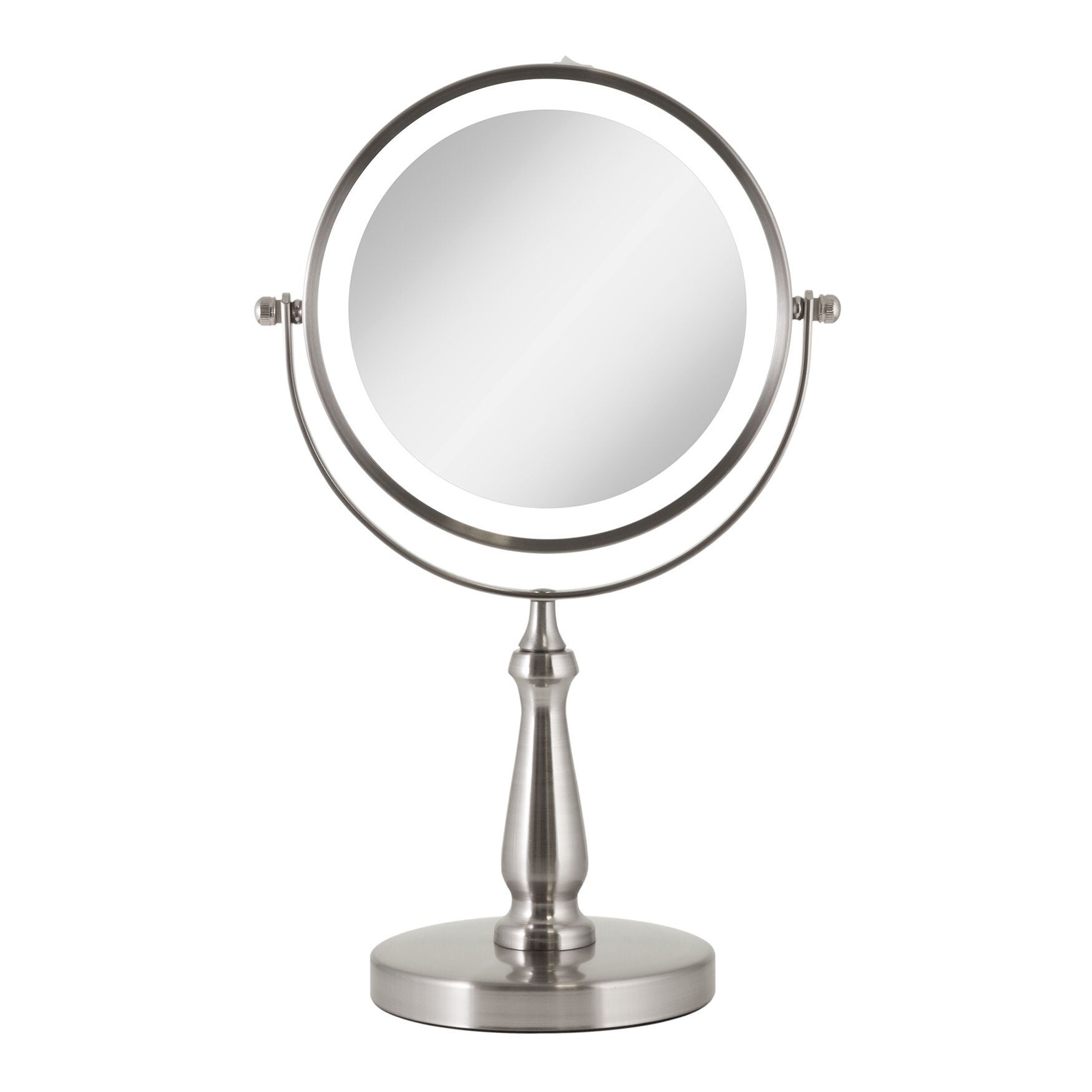 LED Lighted Dual Sided Vanity Mirror 8X/1X, NICKEL, hi-res image number 0