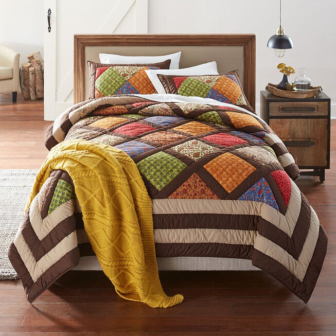 Ginger Patchwork Quilt, BROWN GOLD, hi-res image number null