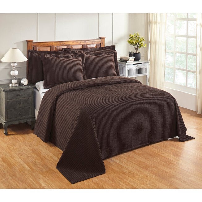 Better Trends Jullian Collection in Bold Stripes Design Bedspread, CHOCOLATE, hi-res image number 0
