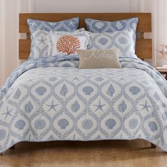 Laguna Seaside Coastal Seashell Ogee Reversible Coverlet Set