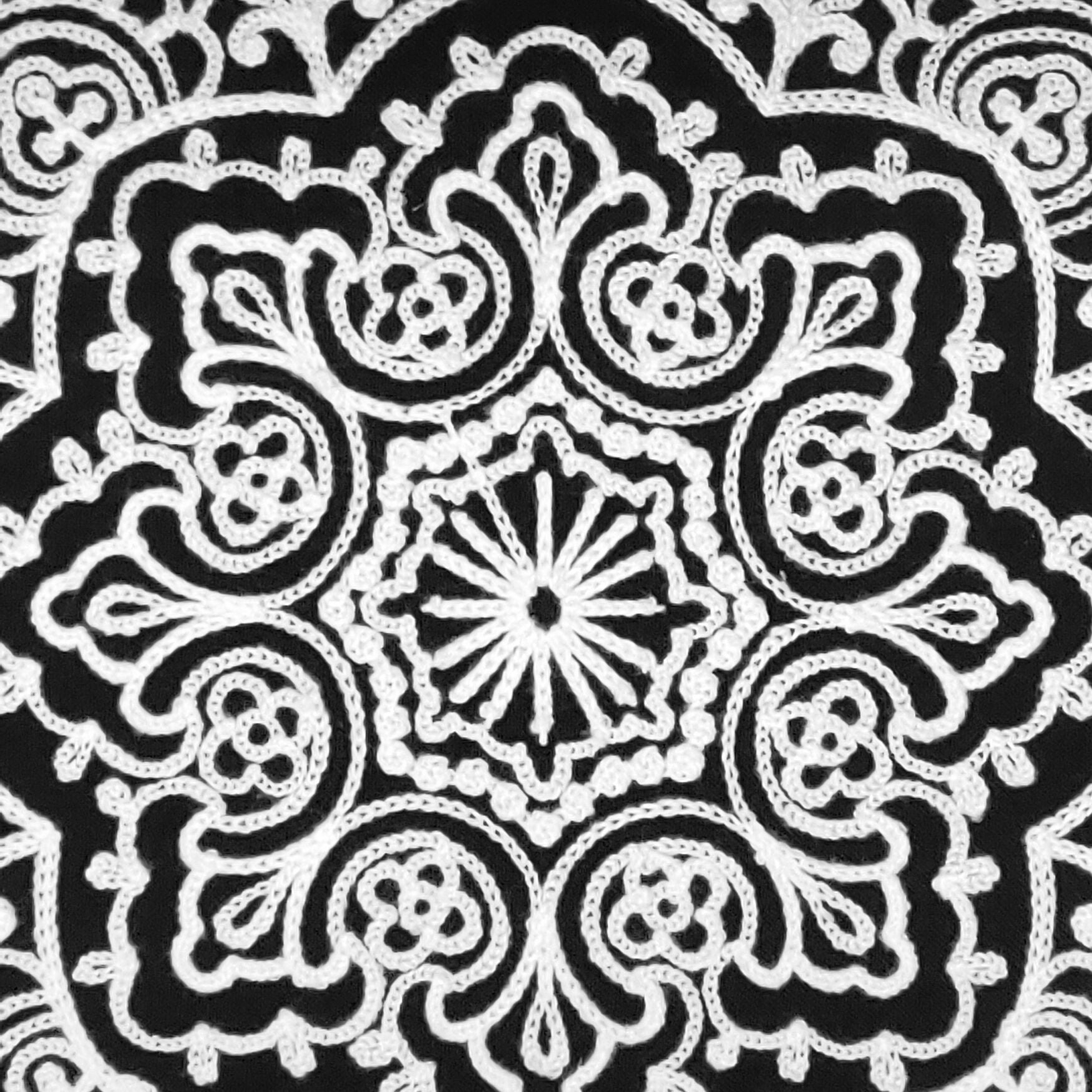 Indoor/Outdoor Arabasque Embroidered Decorative Throw Pillow 12X18, Black, , alternate image number 8