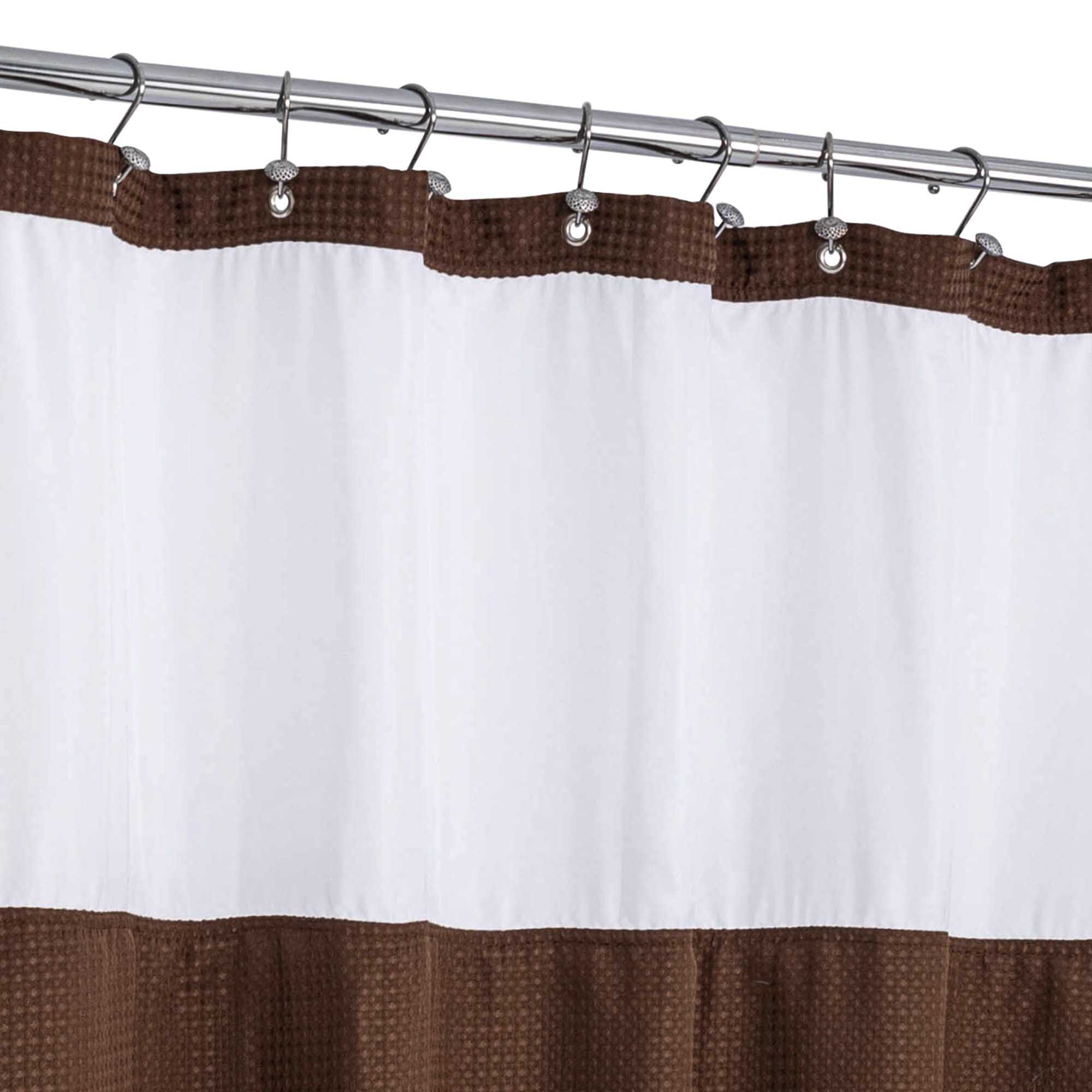 Dobby Waffle Shower Curtain with Snap-in Liner, Hooks included, BROWN, alternate image number 3