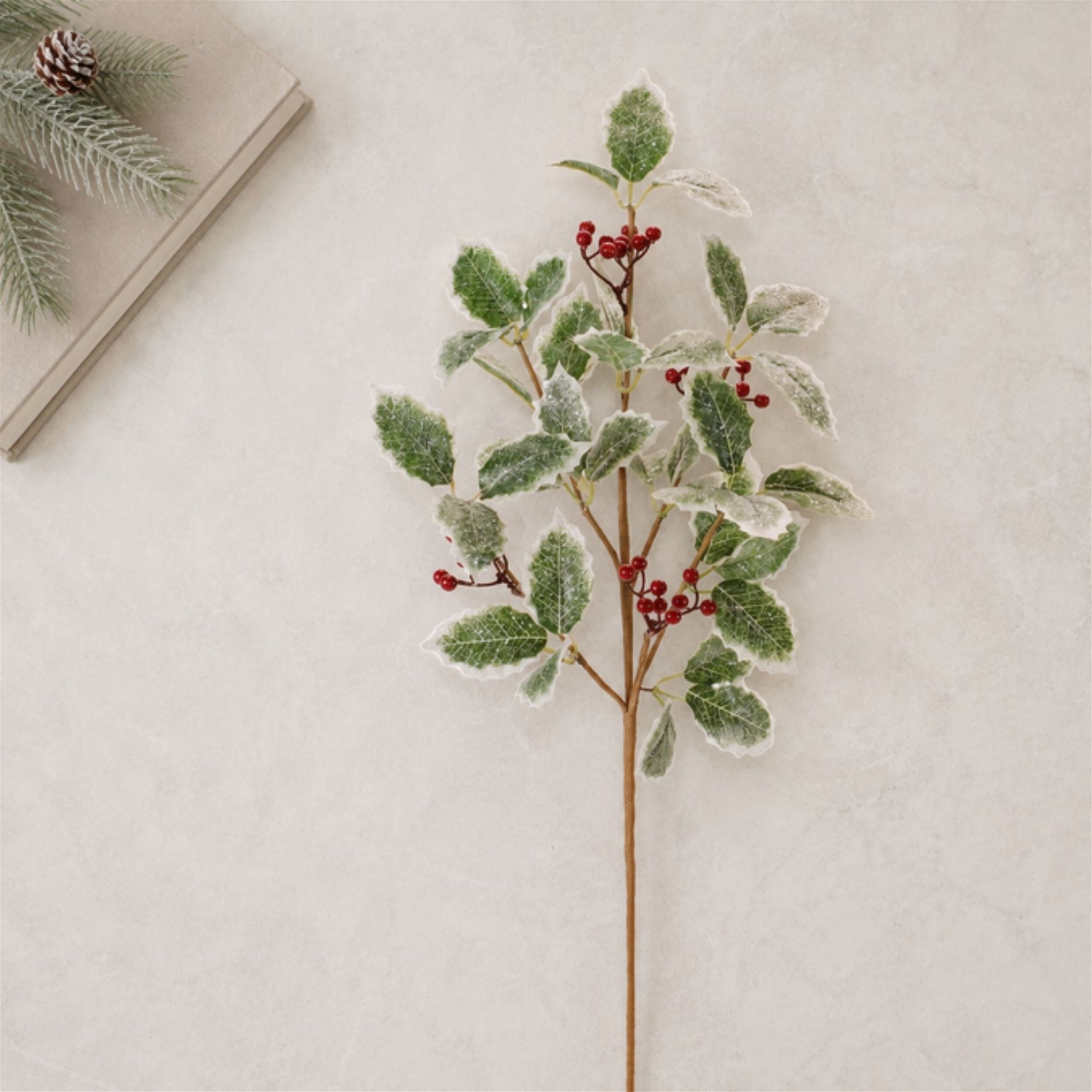 Holly Leaf and Berry Spray (Set of 2), GREEN RED, alternate image number 1