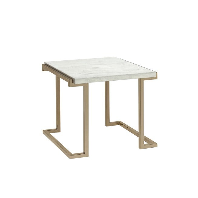 End Table, FAUX MARBLE CHAMPAGNE, hi-res image number 0
