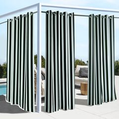 Outdoor Decor Coastal Stripe Outdoor Single Grommet Curtain Panel