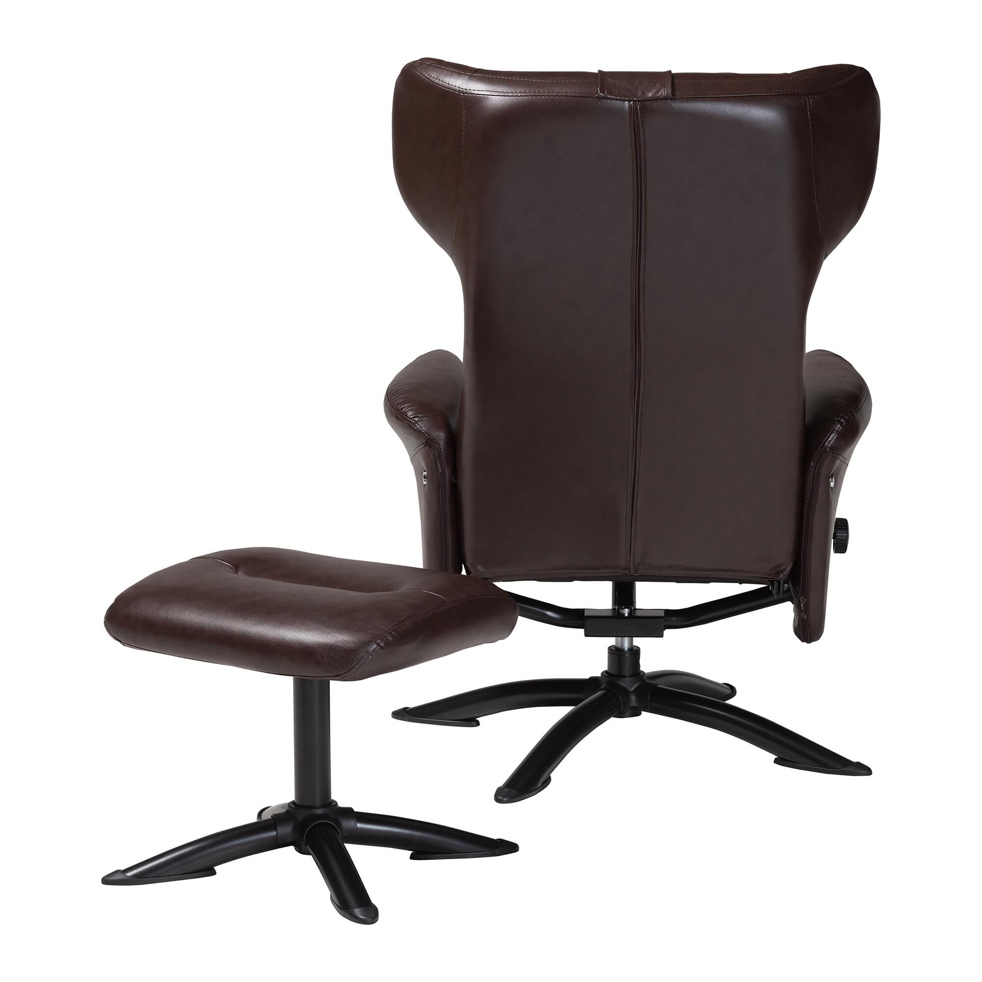 Elwood Modern Brown Faux Leather 2-Piece Lounge Chair and Footrest Set, DARK BROWN, alternate image number 5