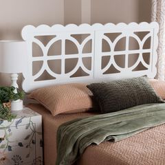 Nansen Wood Headboard with Scalloped Frame, Full, Walnut