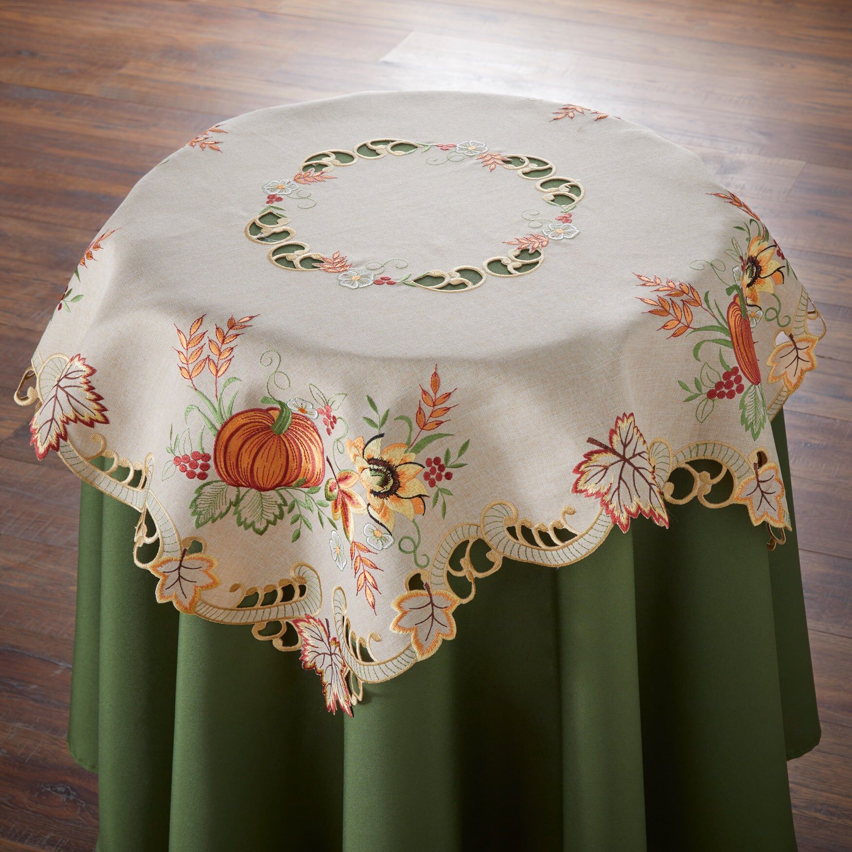 Embroidered Cut Out Harvest Table Topper, MULTI, hi-res image number 0