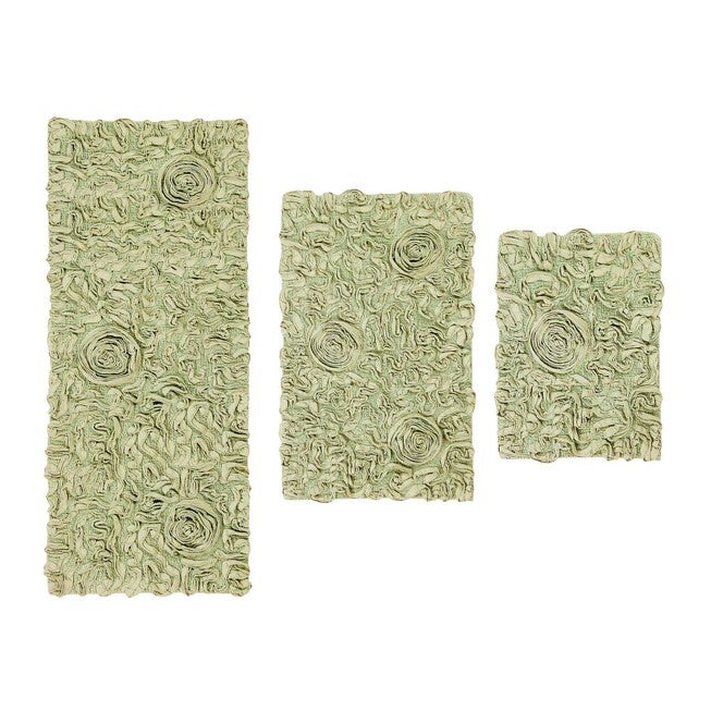 Bell Flower 3 Piece Bath Rug Collection, GREEN, hi-res image number 0
