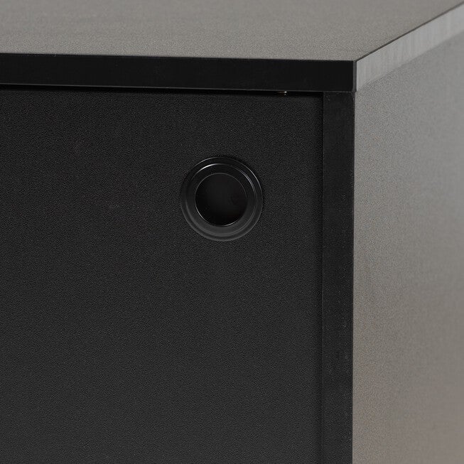 Truett Modern Dark Brown Finished Wood And Two-Tone Black And Gold Metal Tv Stand, , alternate image number 4