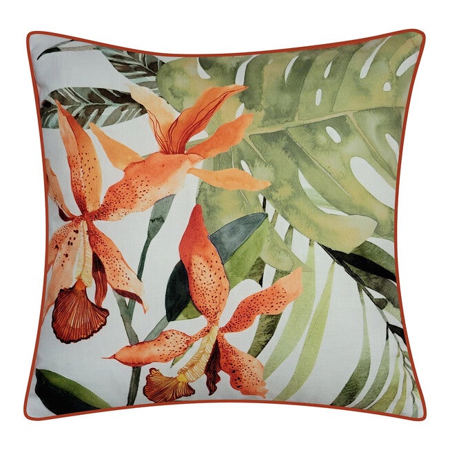 New York Botanical Garden® Indoor/Outdoor Tropical Tigerlily Decorative Throw Pillow 20X20, Pumpkin Multi, PUMPKIN MULTI, hi-res image number 0