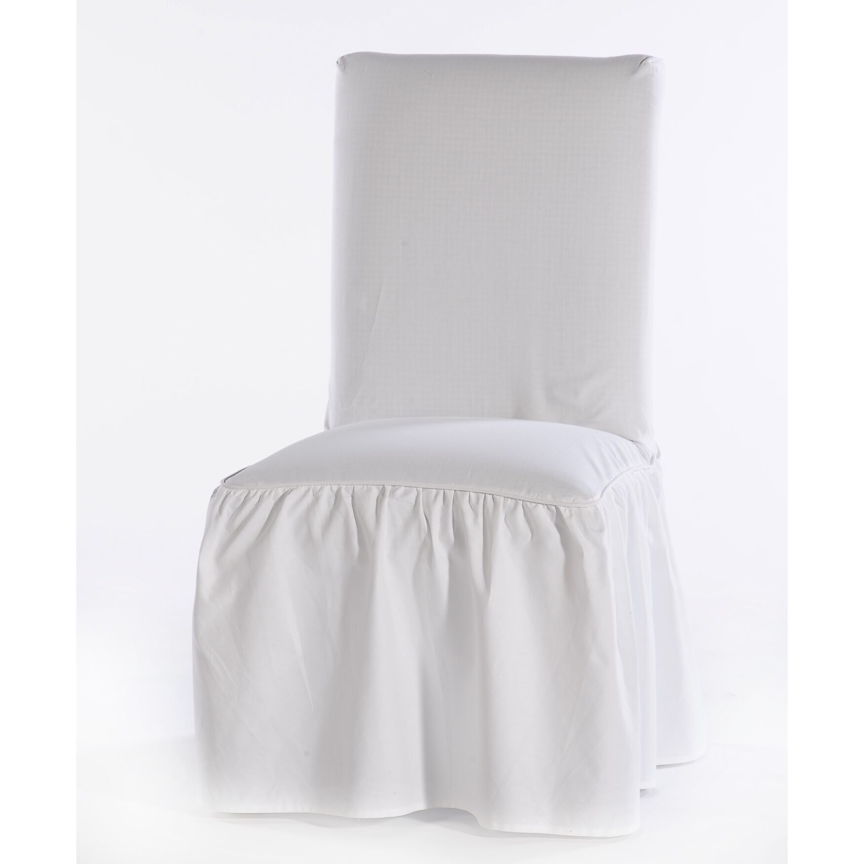 Ruffled Dining Chair Slipcover, WHITE, hi-res image number 0