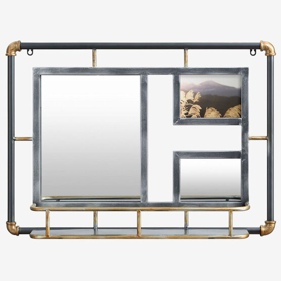 Systems Piping Mirror with Frame, RUSTIC GRAY, hi-res image number null