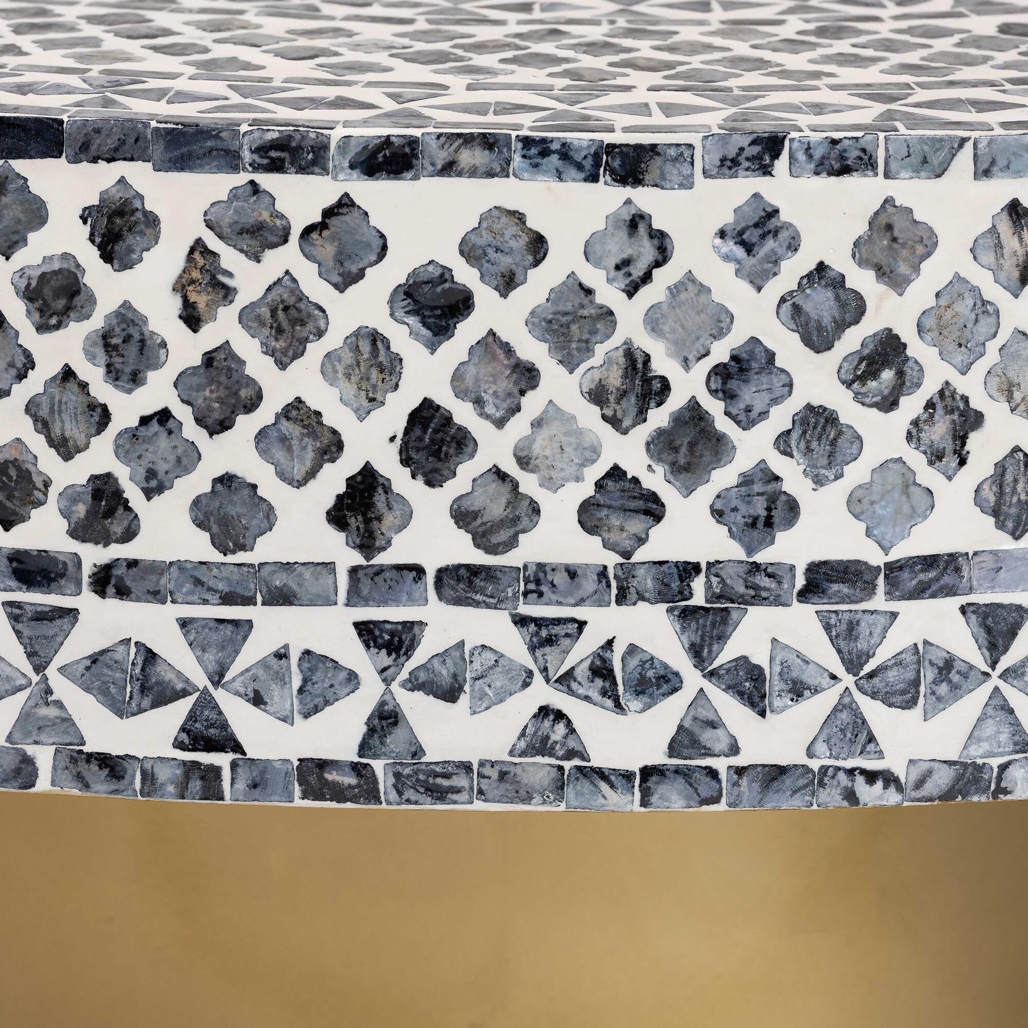 Idra Coastal Black and White Mother of Pearl Capiz Shell Coffee Table, MOSAIC, alternate image number 2
