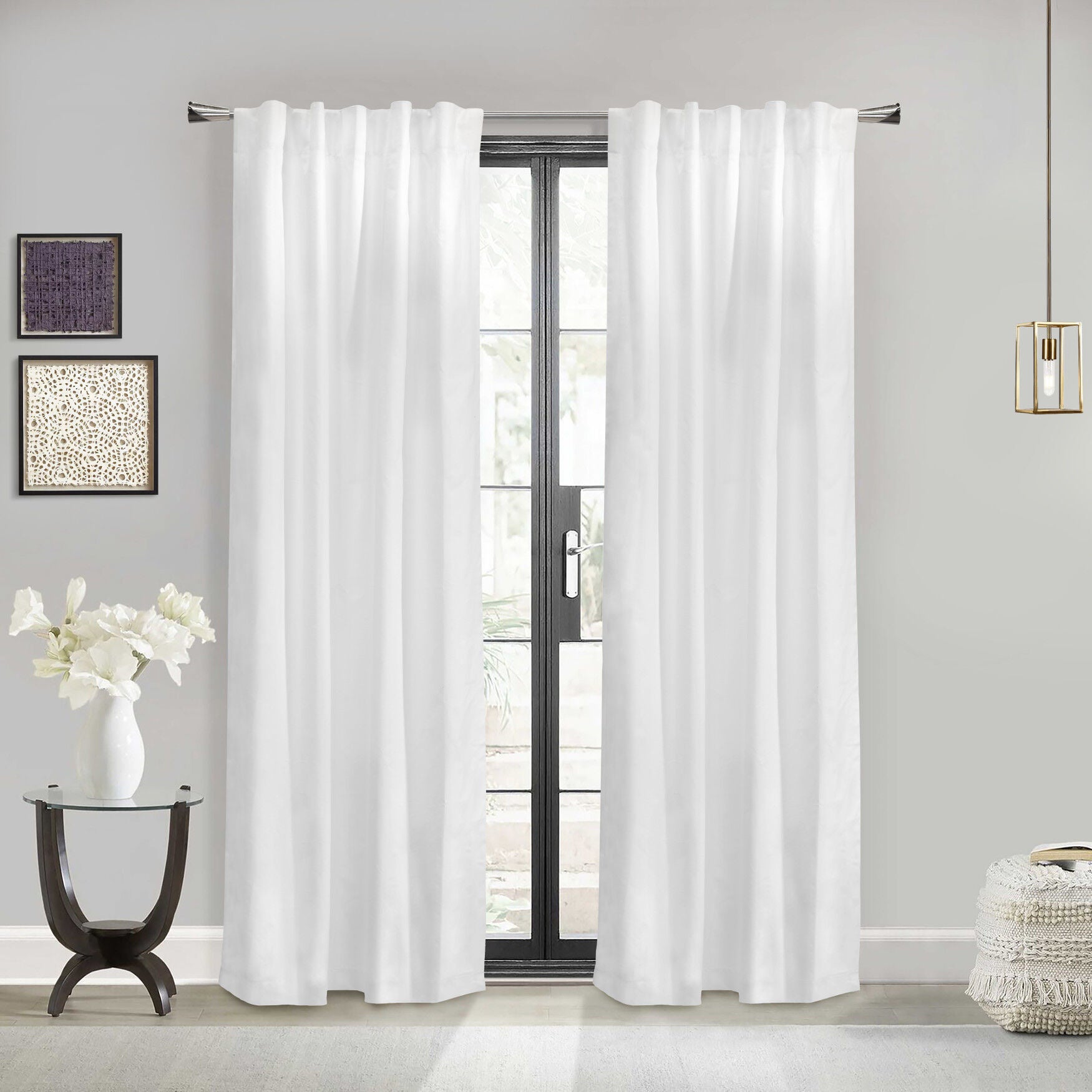 Weathermate Topsions Room Darkening Curtain Panel Pair, WHITE, hi-res image number 0