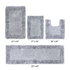 Shaggy Border Bath Rug Mat, 5 Pc Set, (17" X 24" | 20" X 20" | 21" X 34" | 24" X 40" | 20" X 60")