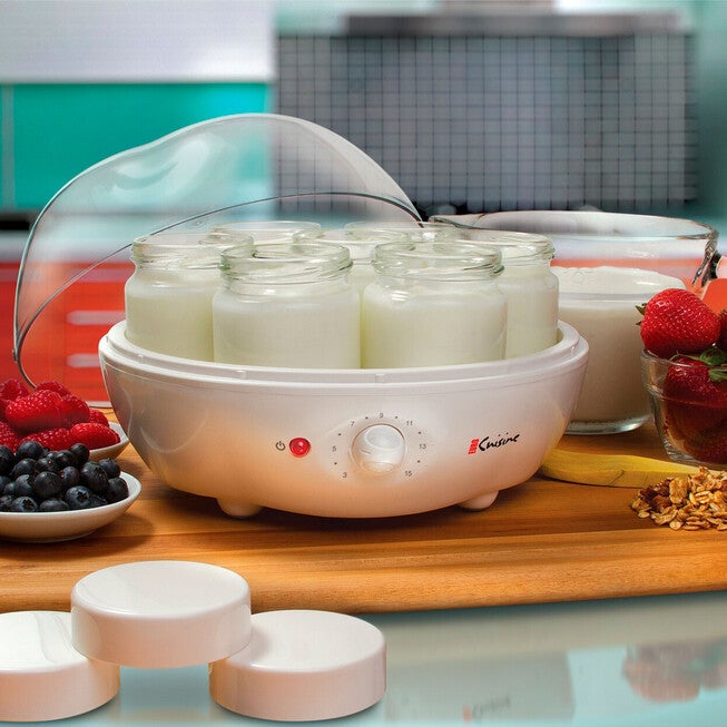 Euro Cuisine Electric Automatic Yogurt Maker with 7 Glass Jars, WHITE, hi-res image number 0