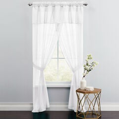 BH Studio Sheer Voile 5-Pc. One-Rod Curtain Set