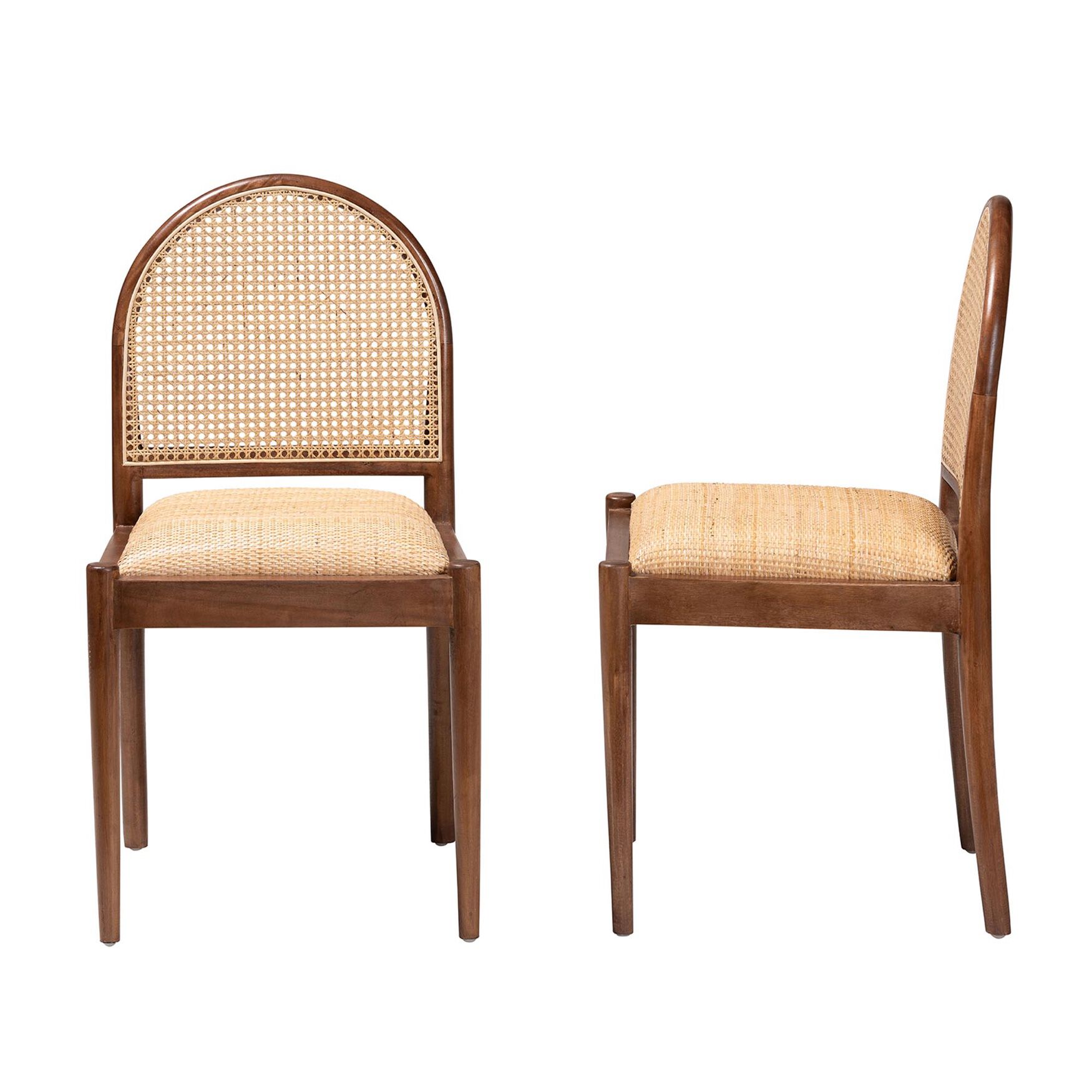 Maryland Modern Bohemian Natural Rattan and Acacia Wood 2-Piece Dining Chair Set, , alternate image number 8