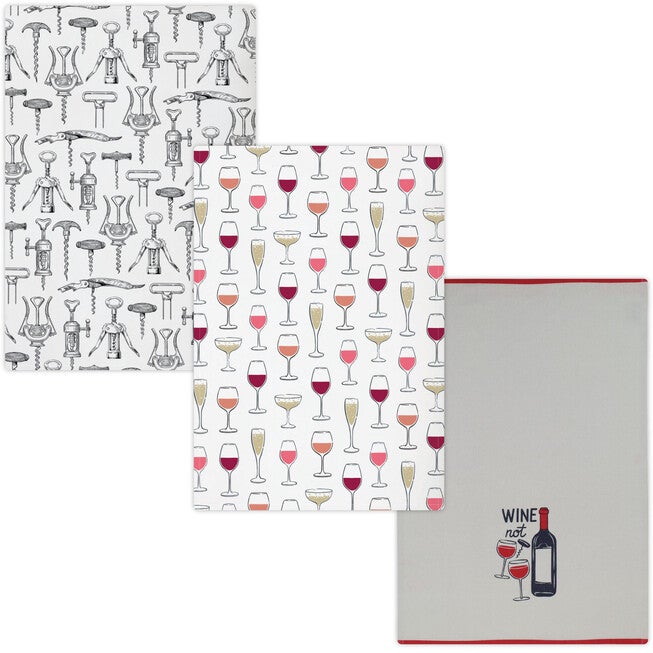 Designer Print Towel Set/3- Farmhouse, MULTI WINE, hi-res image number 0
