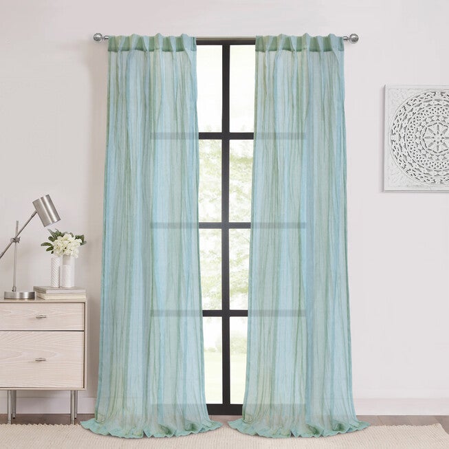 Paloma Sheer Dual Header Curtain Panel, PALE THYME, hi-res image number 0