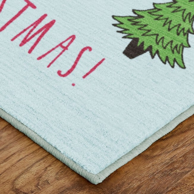 Christmas Trees Light Blue Kitchen Rug, , on-hover image number null