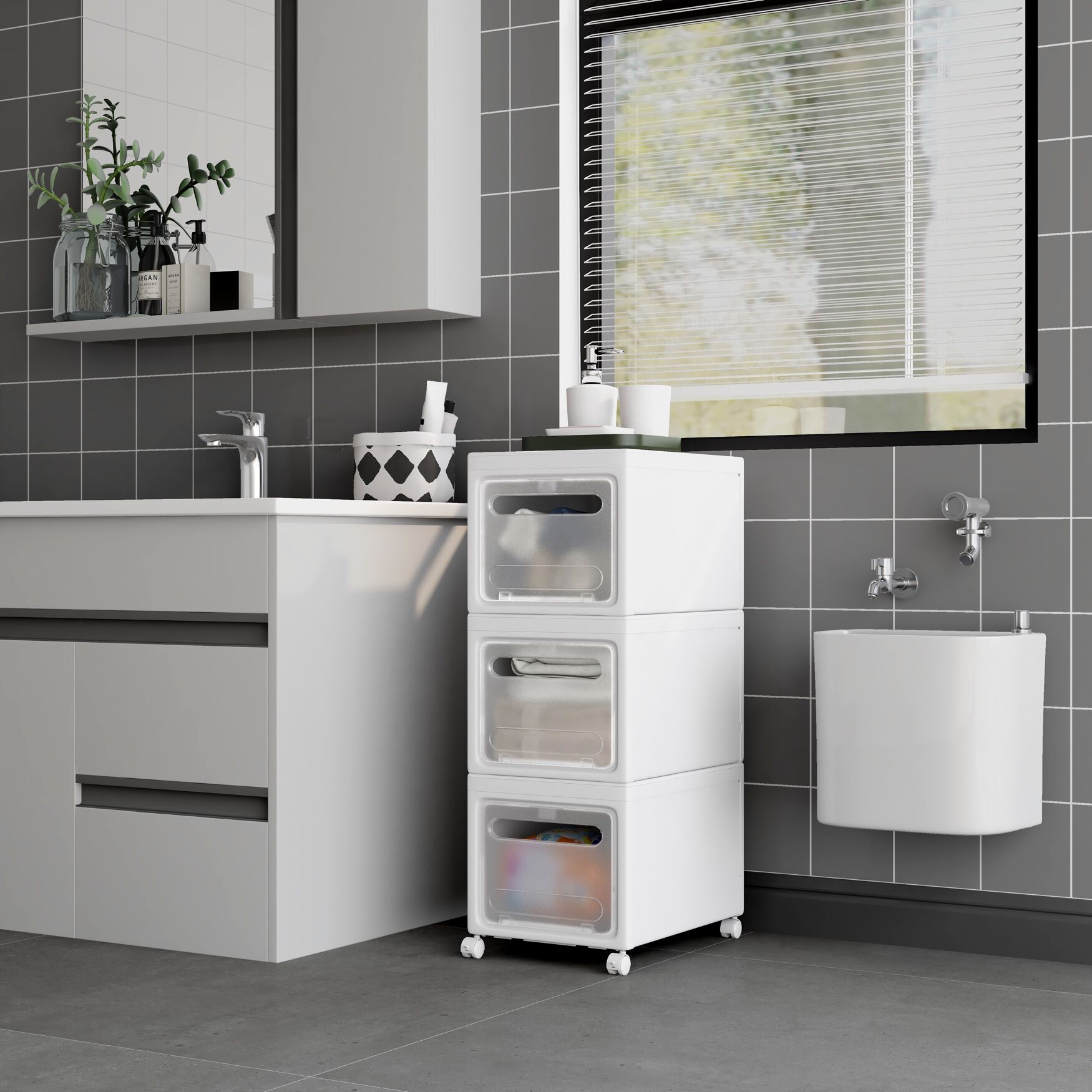 Stackable Storage Bin W/ Lids & Wheels, , alternate image number 2