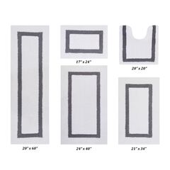 Hotel Collections Bath Mat Rug 5 Piece Set (17" X 24" | 20" X 20" | 21" X 34" | 24" X 40" | 20" X 60