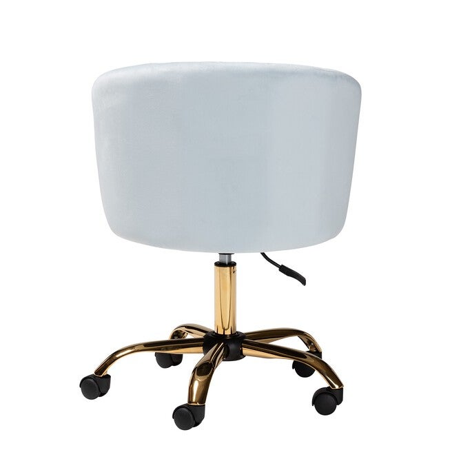 Ravenna Contemporary Glam And Luxe Aqua Velvet Fabric And Gold Metal Swivel Office Chair, , alternate image number 6