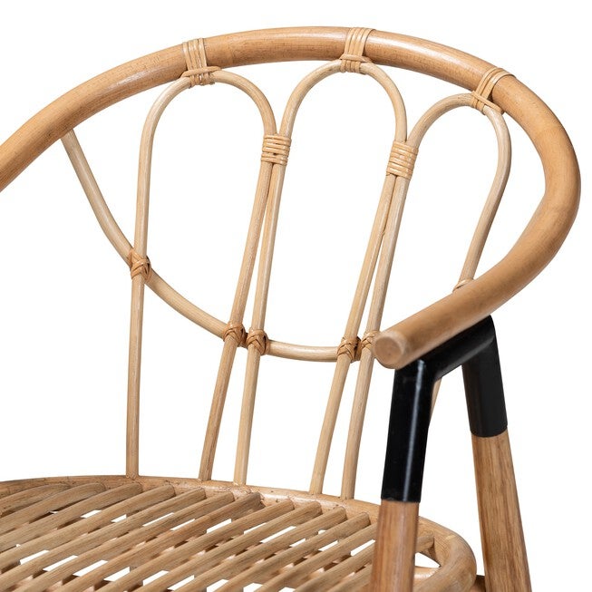 Cyntia Modern Bohemian Natural Brown Rattan Dining Chair, , alternate image number 4