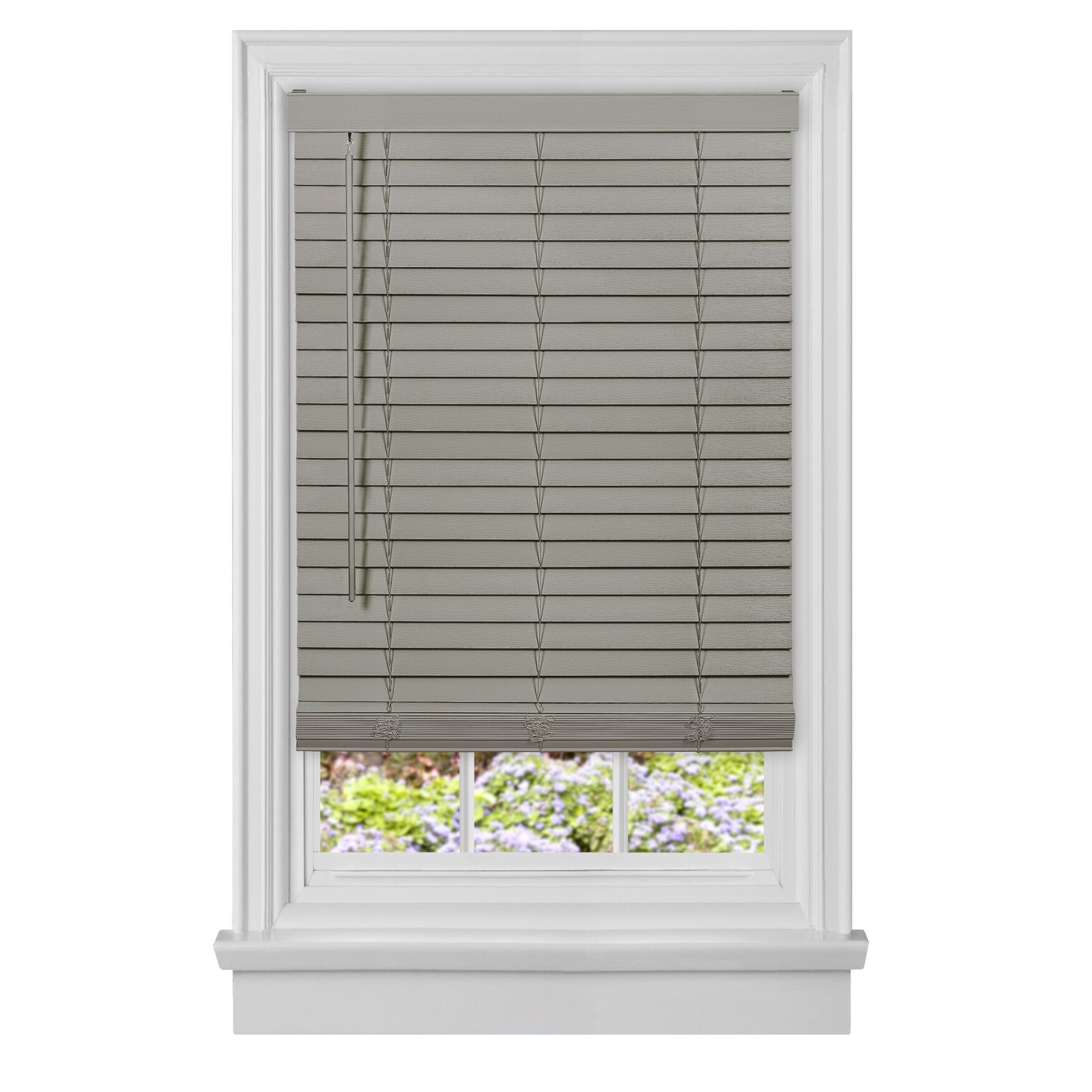 Cordless GII Madera Falsa 2 inches Faux Wood Plantation Blind, GREY, hi-res image number 0