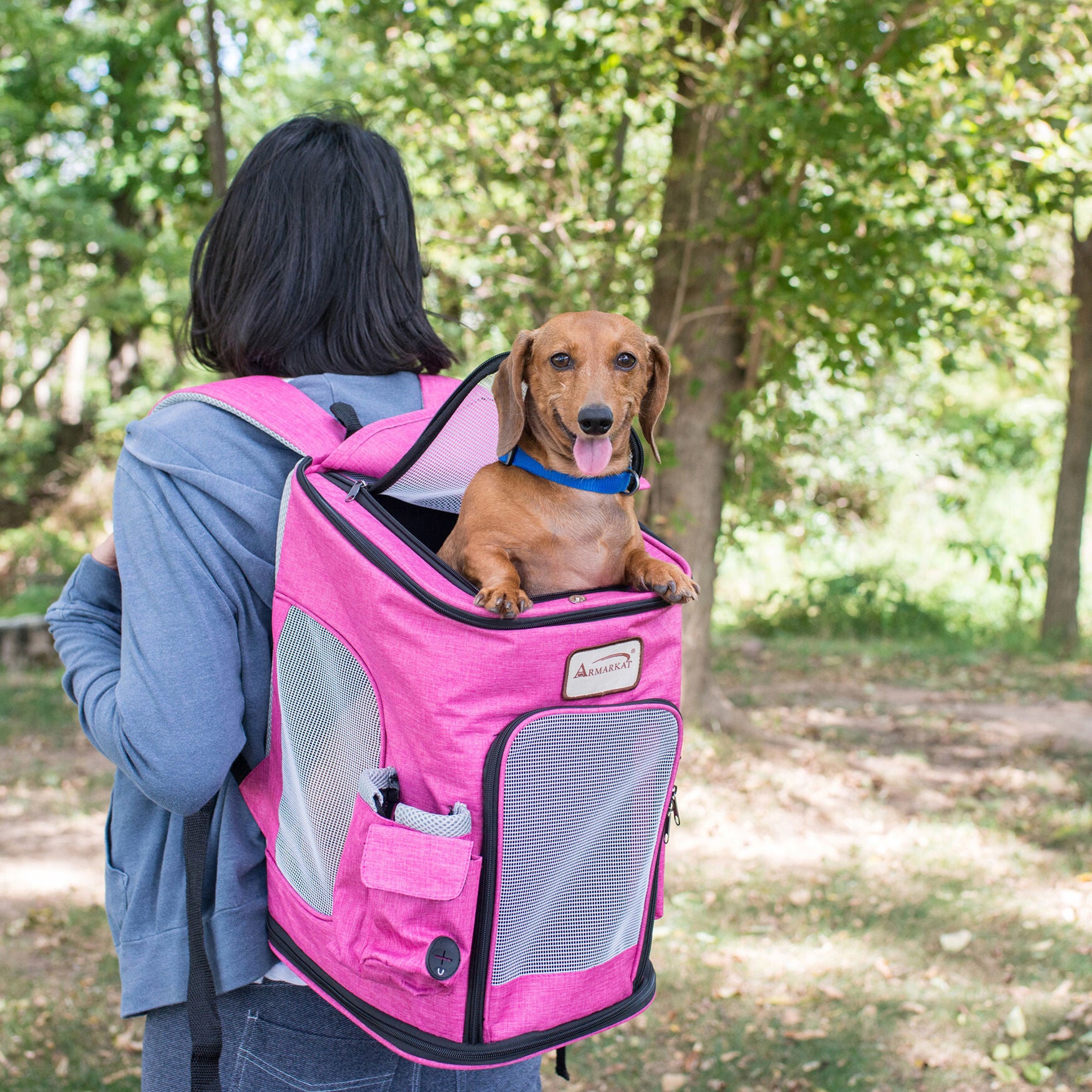 Pet Backpack Pet Carrier In PInk and Gray Combo, , alternate image number 8
