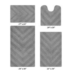 Hugo Collection 100% Cotton 4 Piece (17" X 24" | 20" X 20" | 21" X 34" | 24" X 40") Bath Rug Set