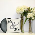 Celebrations ""Mr. & Mrs."" Cursive Embroidered Applique Decorative Pillow , , on-hover image number null