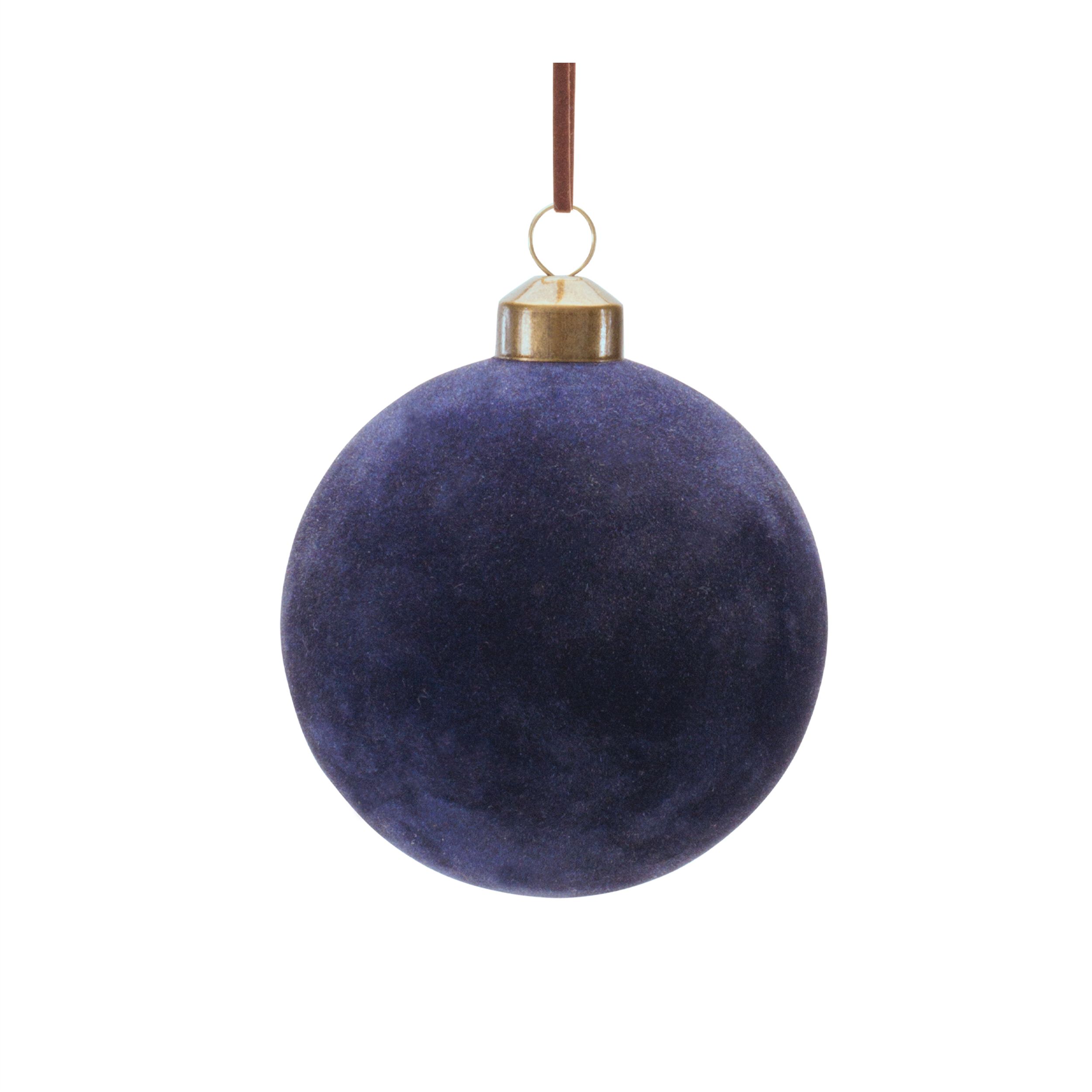 Velvet Glass Ball Ornament (Set of 12), NAVY, alternate image number 3