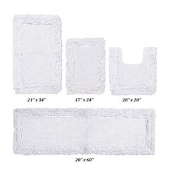 Shaggy Border Bath Rug Mat, 5 Pc Set, (17" X 24" | 20" X 20" | 21" X 34" | 24" X 40" | 20" X 60")