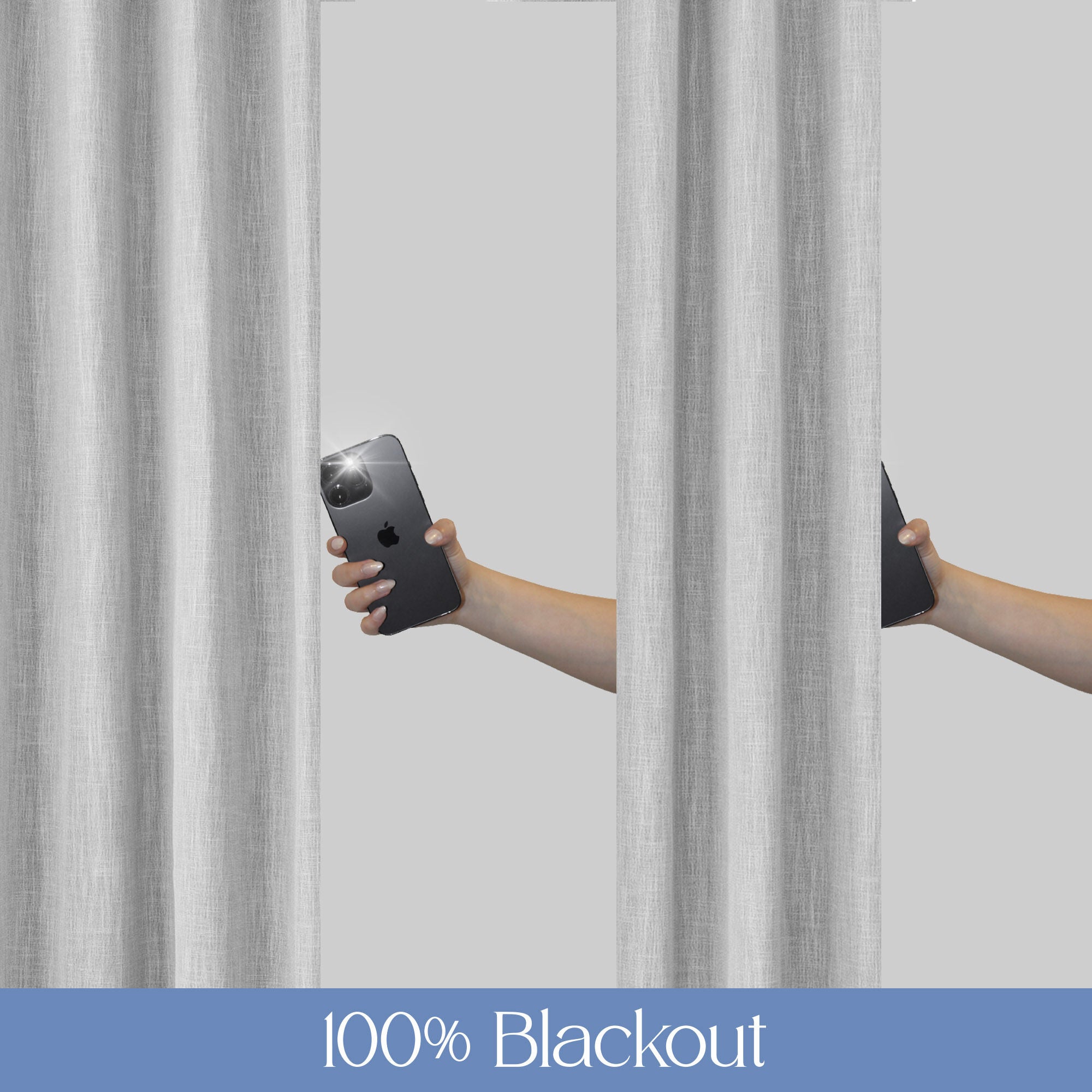 Linen Texture 100% Blackout Grommet Pair, HEATHER LIGHT GREY, alternate image number 5