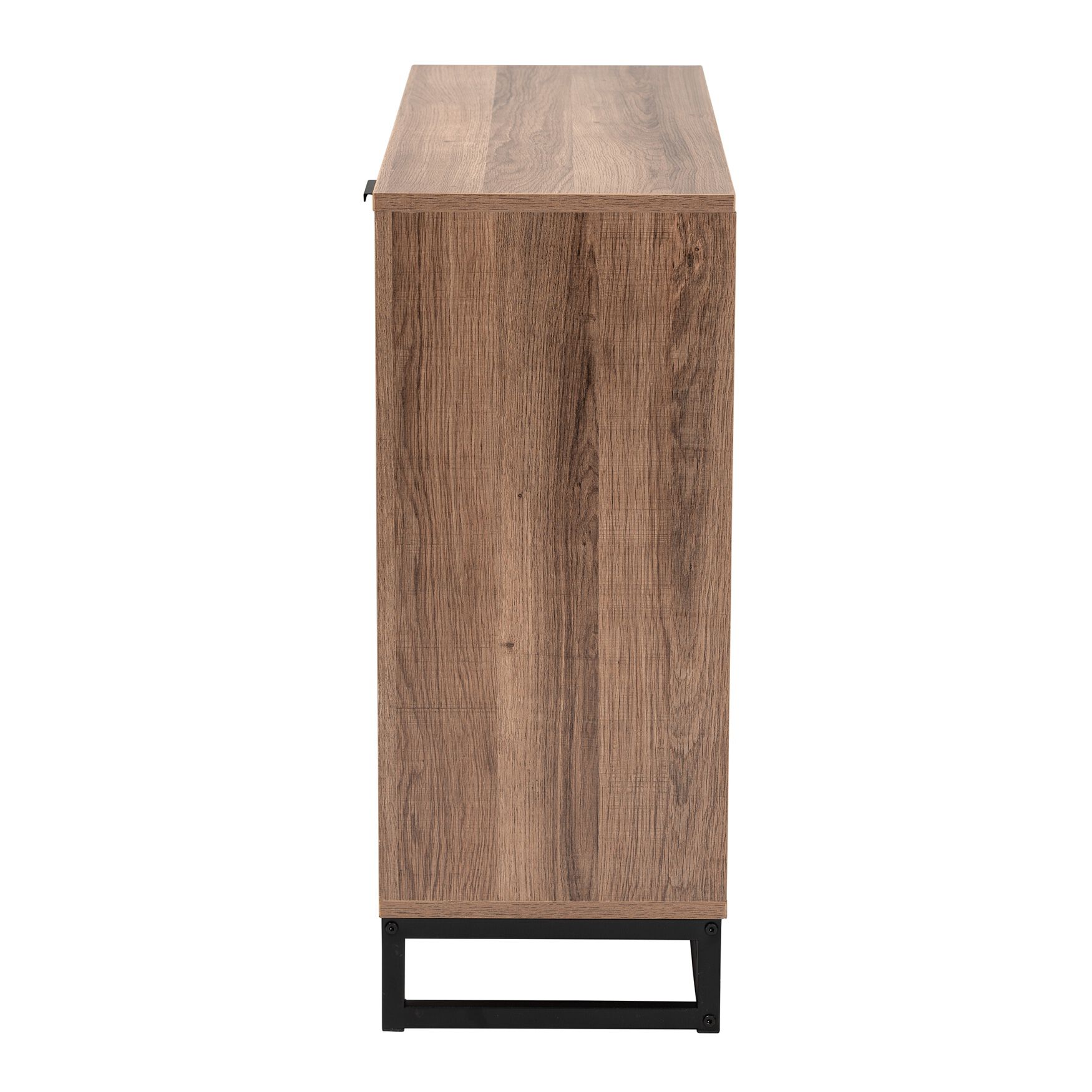 Josephine Mid-Century Modern Transitional Two-Tone Walnut And Natural Brown Finished Wood And Black Metal 3-Door Sideboard, , alternate image number 3