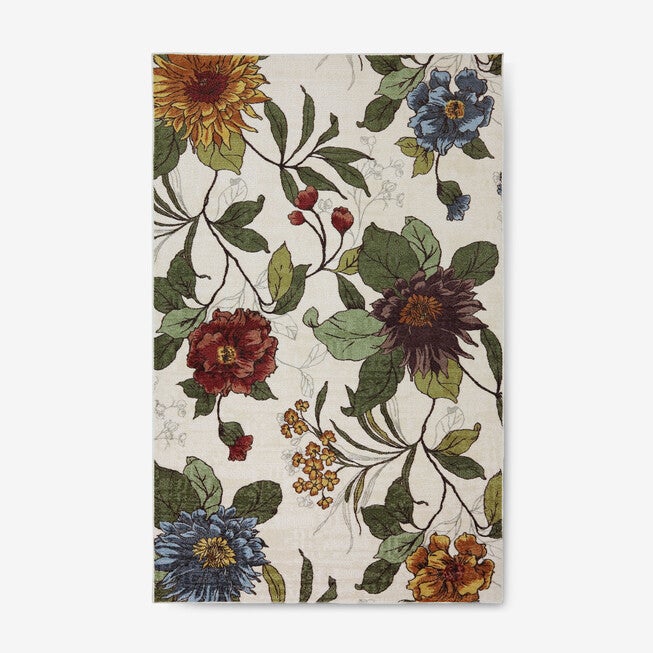 Non-Skid Printed Loop Mohawk 20 inches x 34 inches Scatter Mat, FLOWER MULTI, hi-res image number 0