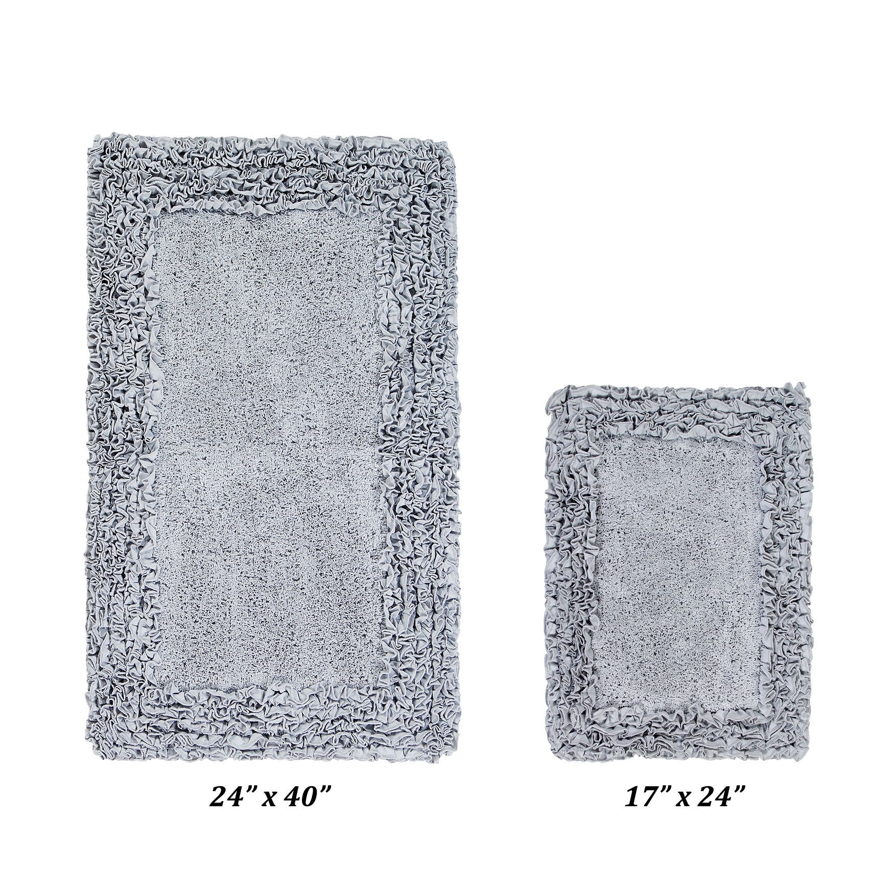 Shaggy Border Bath Rug Mat, 2-Pc. Set, SILVER, hi-res image number 0
