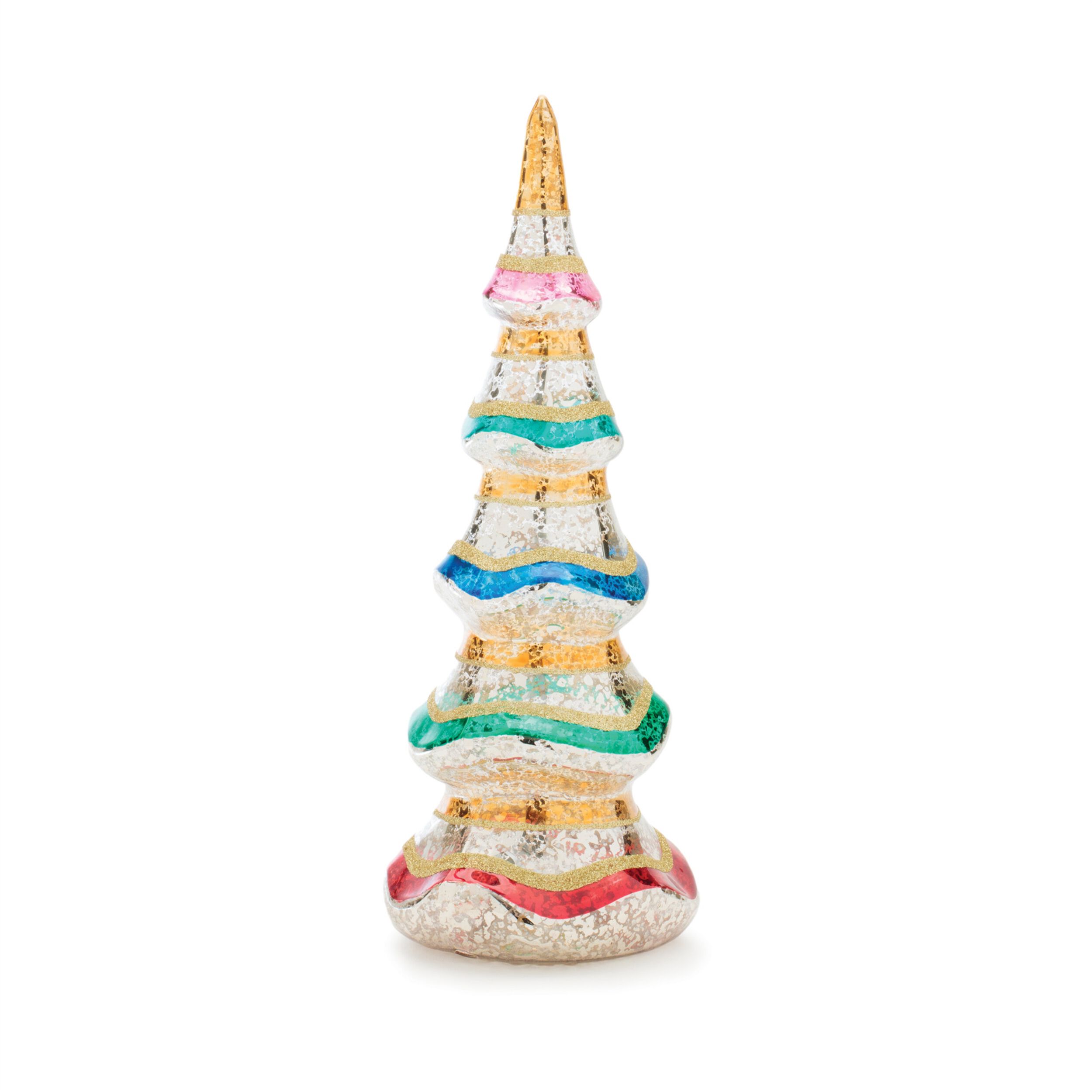 Multicolor Mercury Glass Pine Tree (Set of 3), GOLD RED GREEN BLUE, alternate image number 2