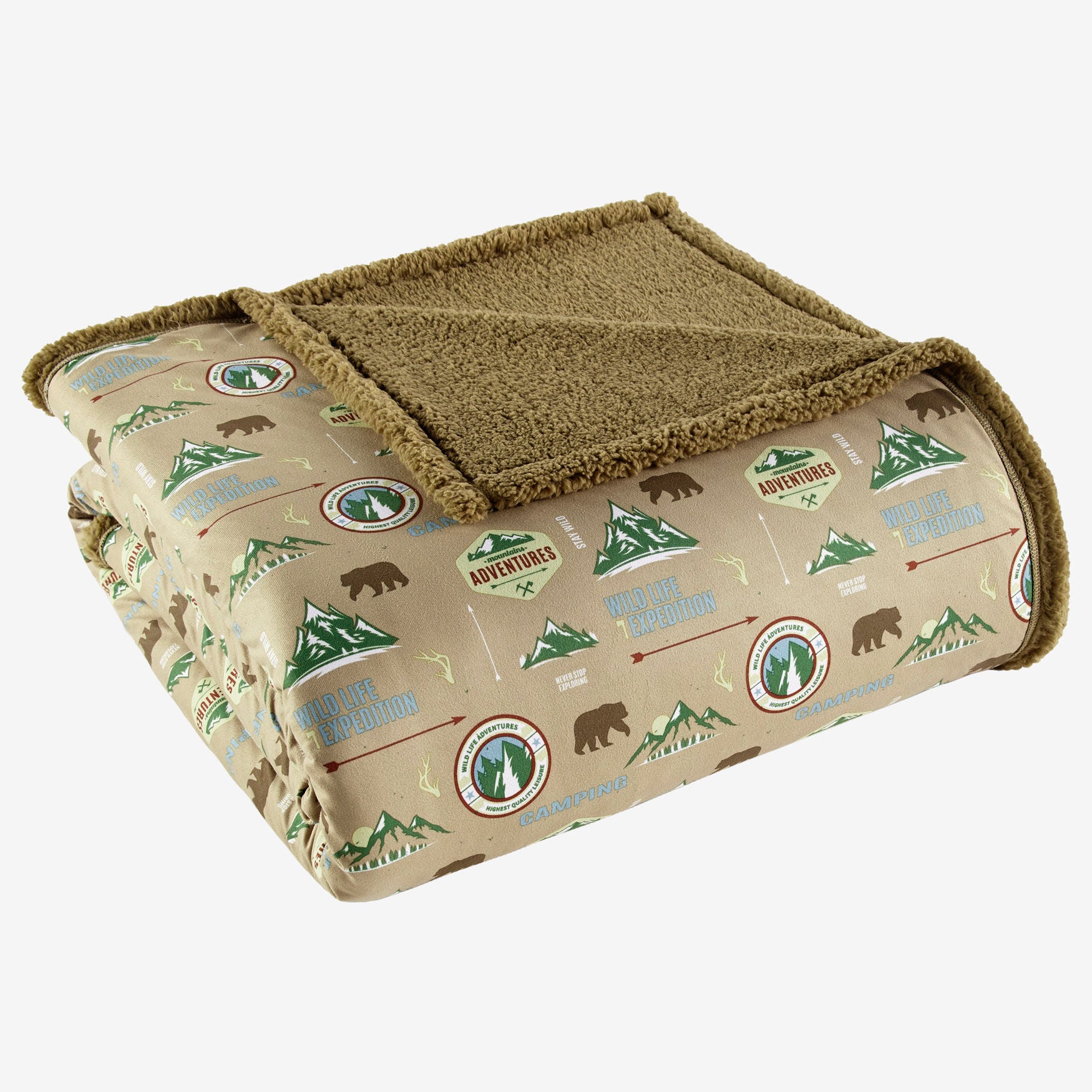 Micro Flannel® Reverse to Sherpa Blanket, CAMPING, hi-res image number 0