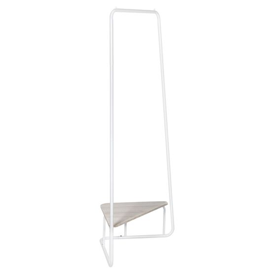 Corner Garment Rack W/Wood Shelf White, , on-hover image number null